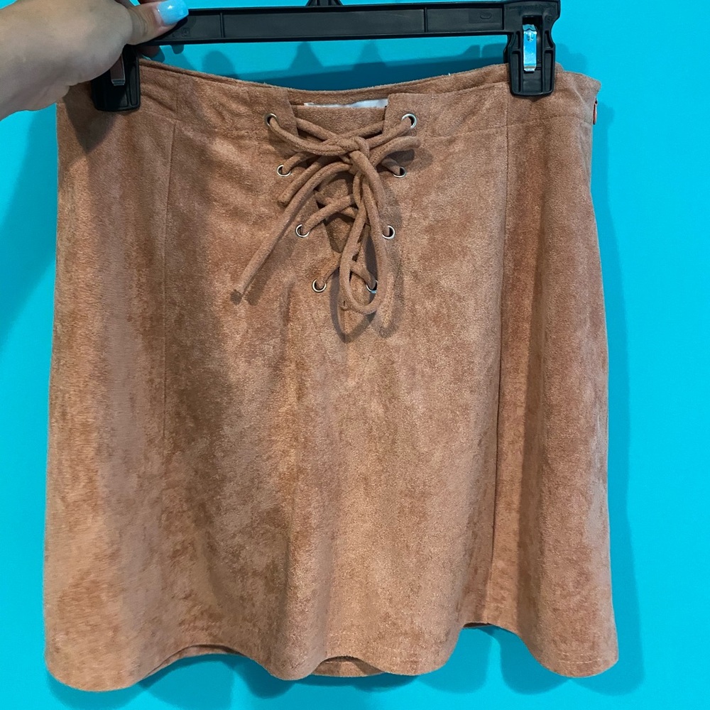 SUEDE SKIRT W TIE